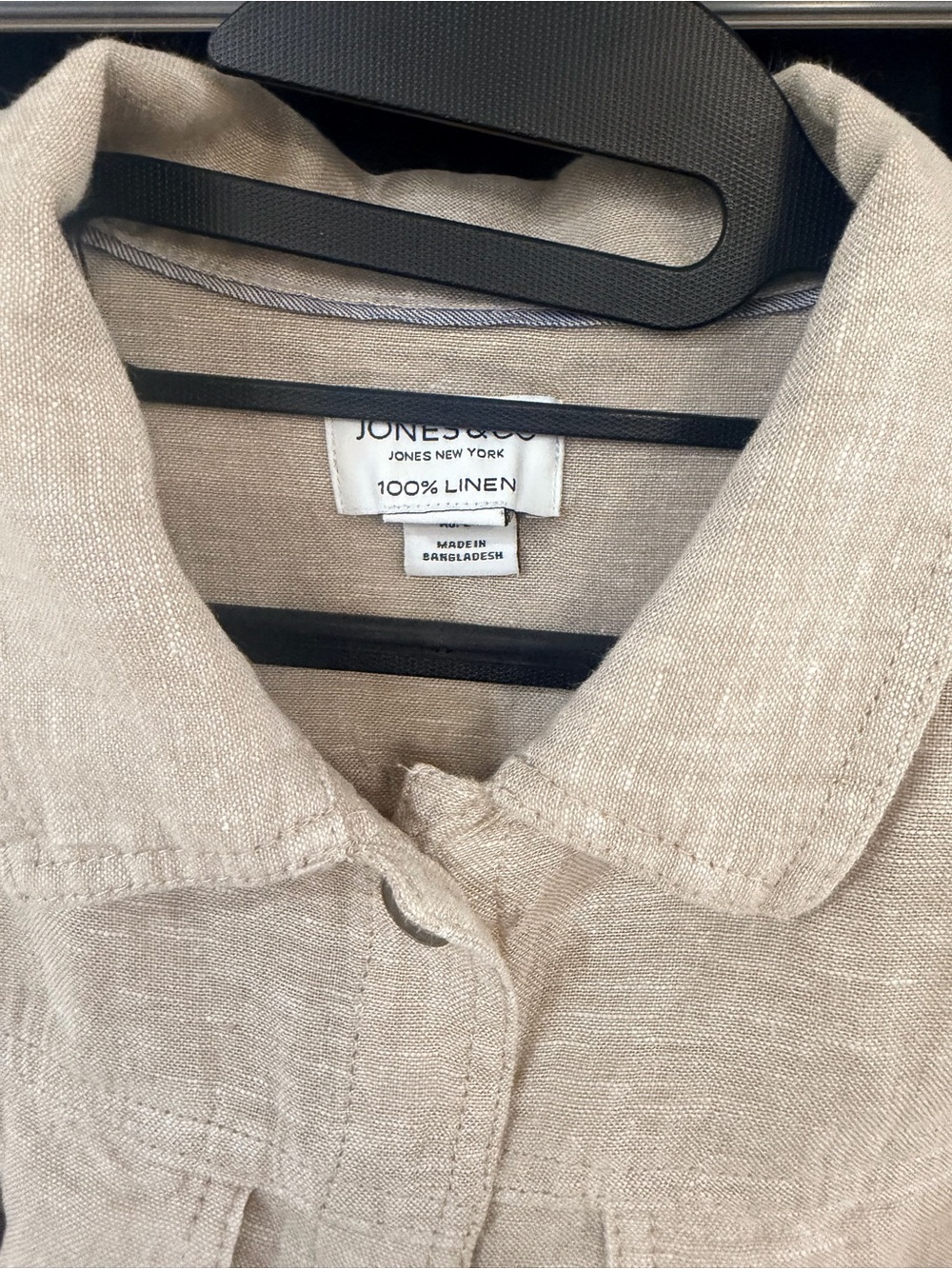 Jones & Co Jones New York - Large - 100% Linen Jean Jacket in Neutral Beige. - Picture 7 of 12